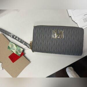 Mishka Badgley Gray Quilted Wristlet with Gold Accent